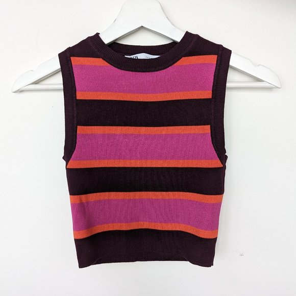 ZARA Funky Cropped Sleeveless Knit Top - Picture 1 of 5